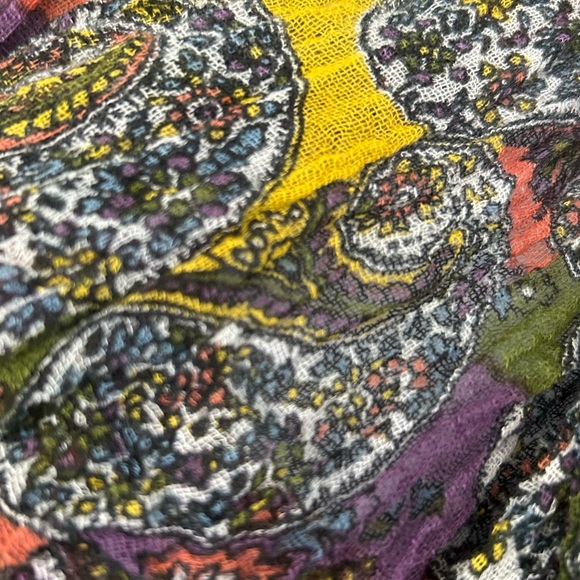MNG by Mango Paisley Lightweight Scarf Sage, Yellow, White, Purple - Picture 4 of 11